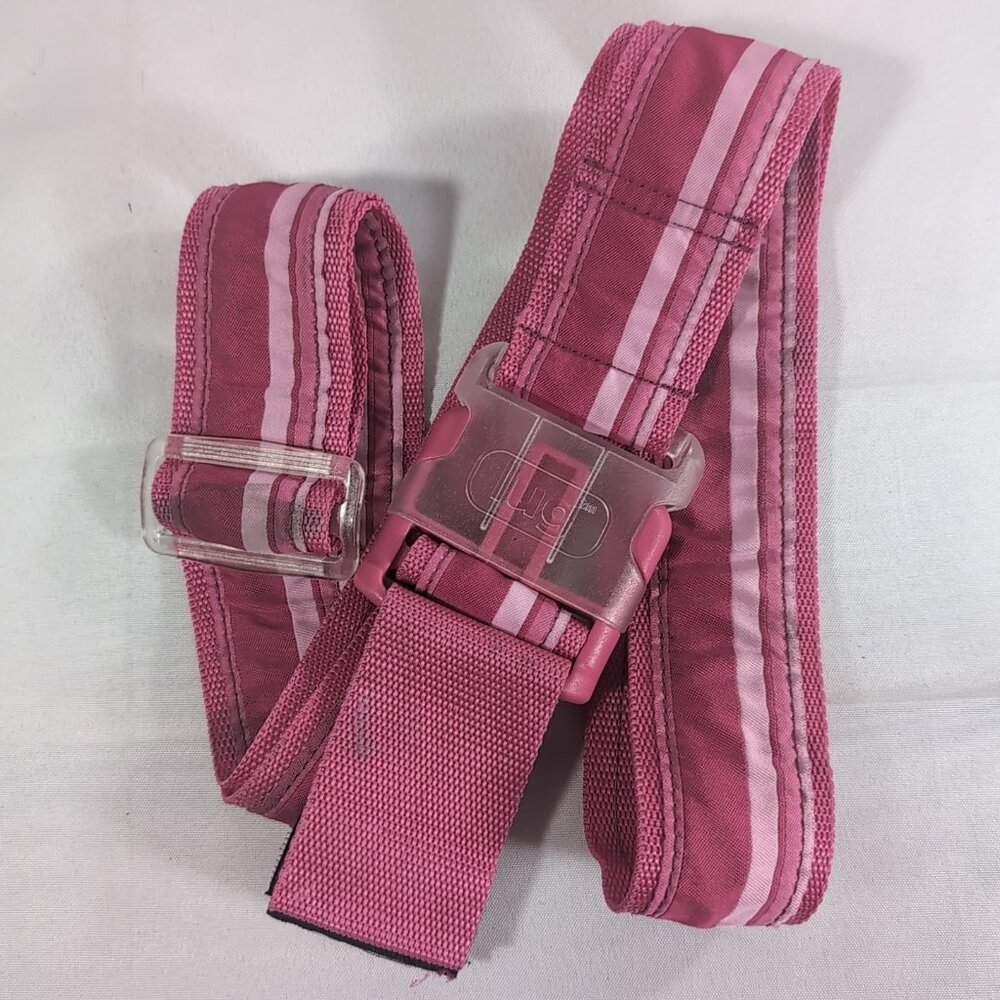 LUG Pink Striped Strap Buckle Closure Travel Luggage Baggage Claim Adjustable